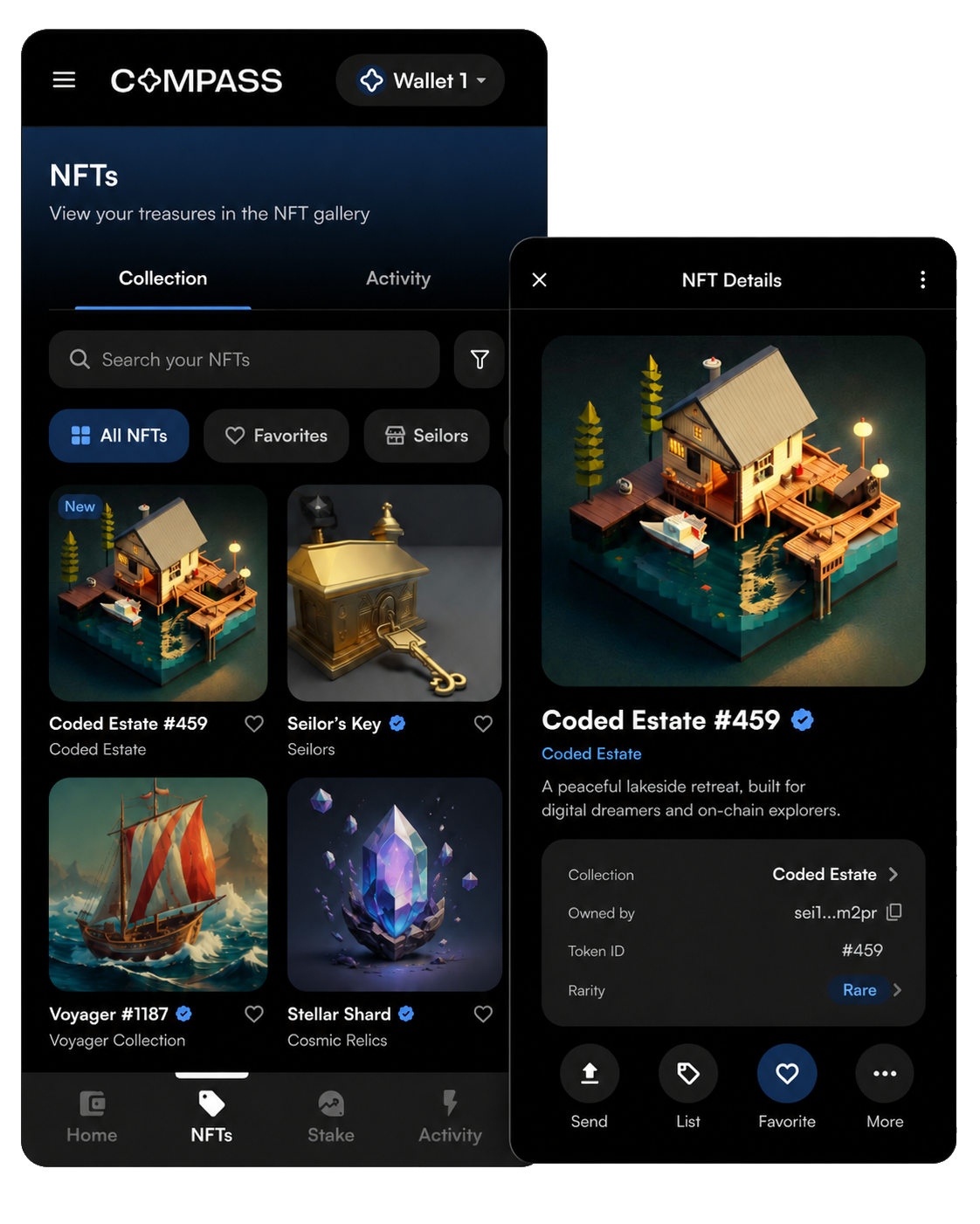 NFT gallery preview inside Compass Wallet